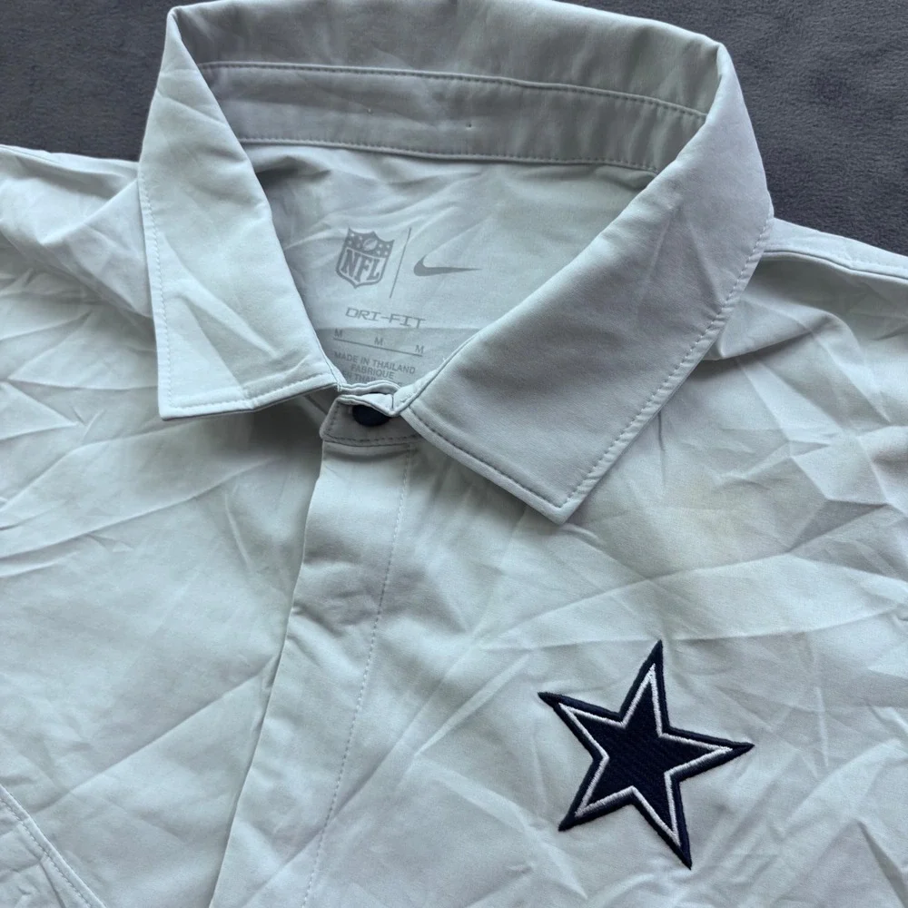 Nike NFL Dallas Cowboys Dri-FIT On-Field Polo Shirt Mens Grey Short Sleeve M